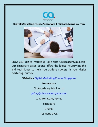 Digital Marketing Course Singapore  Clickacademyasia