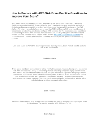 How to Prepare with AWS SAA Exam Practice Questions to Improve Your Score