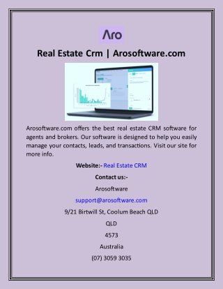 Real Estate Crm  Arosoftware