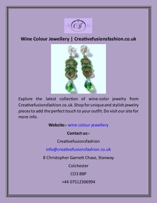 Wine Colour Jewellery  Creativefusionsfashion.co.uk