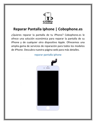 Reparar Pantalla Iphone  Cobophone.es