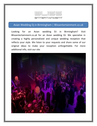 Asian Wedding Dj in Birmingham  Blissentertainment.co.uk