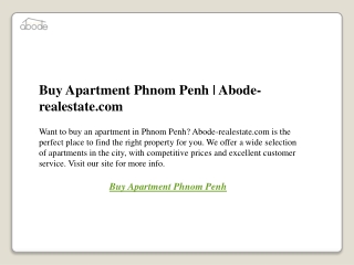 Buy Apartment Phnom Penh  Abode-realestate.com