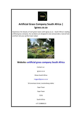 Artificial Grass Company South Africa  Igrass.co.za