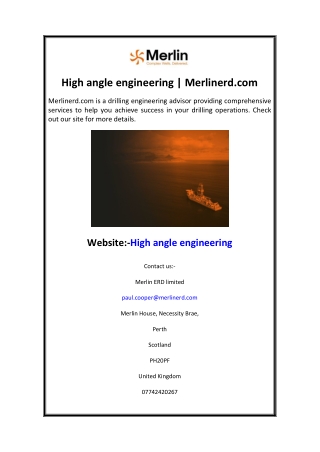 High angle engineering Merlinerd.com