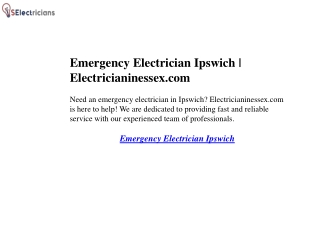 Emergency Electrician Ipswich  Electricianinessex.com