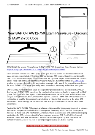 New SAP C-TAW12-750 Exam Pass4sure - Discount C-TAW12-750 Code