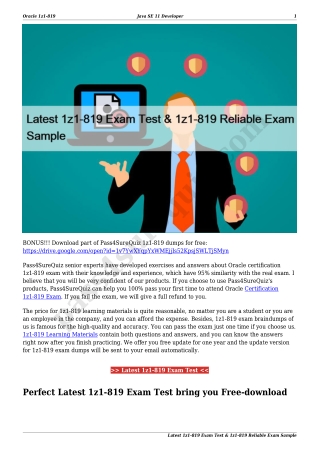 Latest 1z1-819 Exam Test & 1z1-819 Reliable Exam Sample