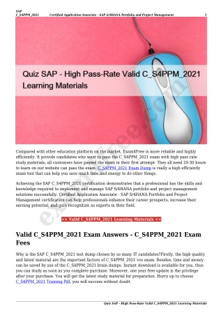 Quiz SAP - High Pass-Rate Valid C_S4PPM_2021 Learning Materials