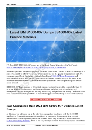 Latest IBM S1000-007 Dumps | S1000-007 Latest Practice Materials