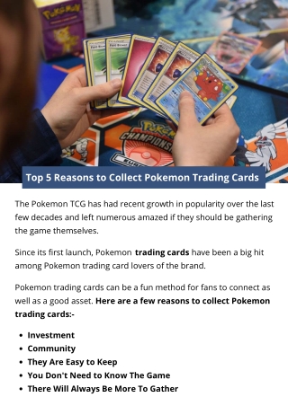 Top 5 Reasons to Collect Pokemon Trading Cards