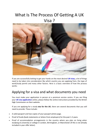 What Is The Process Of Getting A UK Visa ?