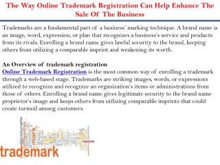 The Way Online Trademark Registration Can Help Enhance The Sale Of The Business