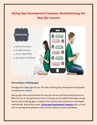 Dating App Development Company- Revolutionizing the Way We Connect