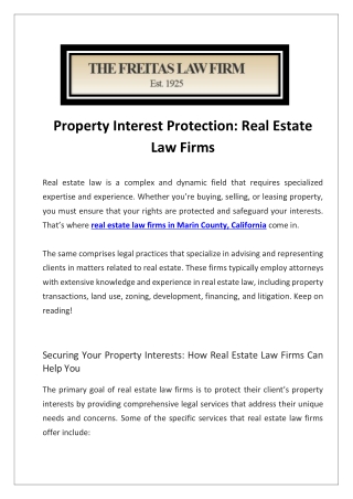 Finest Real Estate Law Firms In Marin County