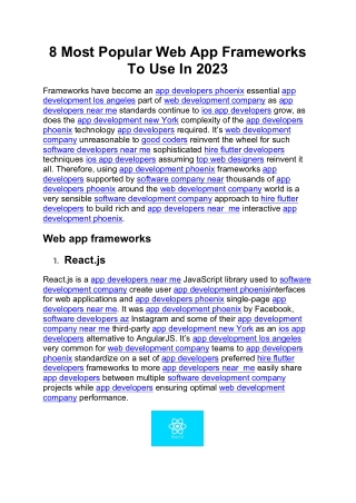 8 Most Popular Web App Frameworks To Use In 2023