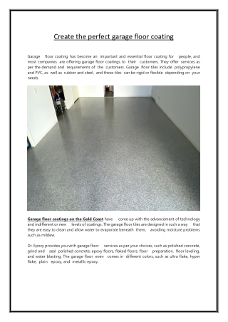 Create the perfect garage floor coating