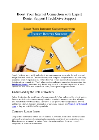 Boost Your Internet Connection with Expert Router Support - TechDrive Support