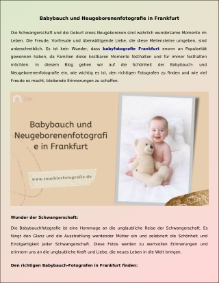 Babybauch und Neugeborenenfotografie in Frankfurt