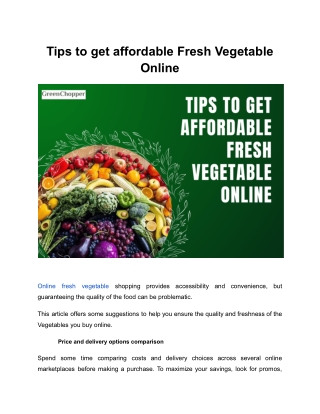 Tips to get affordable Fresh Vegetable Online (1)