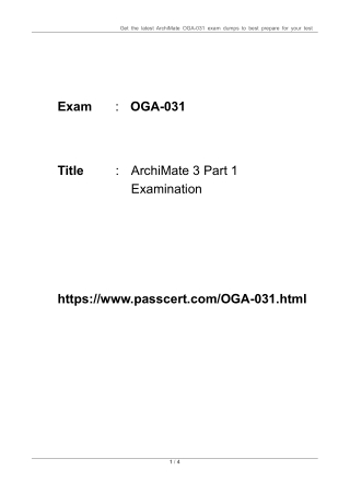 ArchiMate 3 Part 1 Examination OGA-031 Dumps