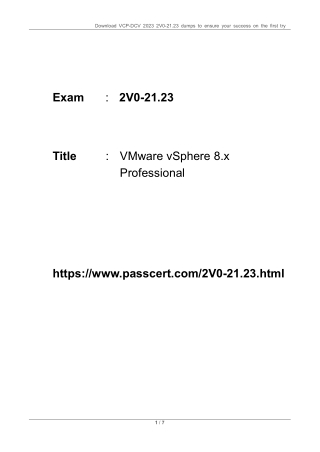 VMware vSphere 8.x Professional 2V0-21.23 Dumps