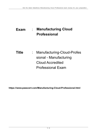 Salesforce Manufacturing Cloud Professional Exam Dumps