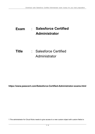 Salesforce Certified Administrator Exam Dumps