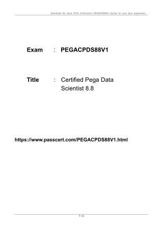 PEGACPDS88V1 Certified Pega Data Scientist 8.8 Dumps