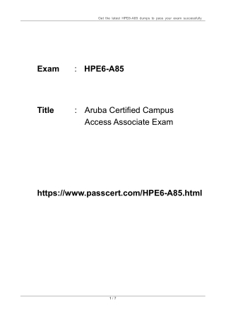 HPE6-A85 Aruba Certified Campus Access Associate Exam Dumps