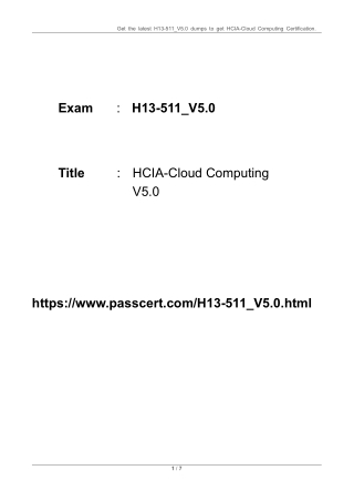 HCIA-Cloud Computing V5.0 H13-511_V5.0 Dumps