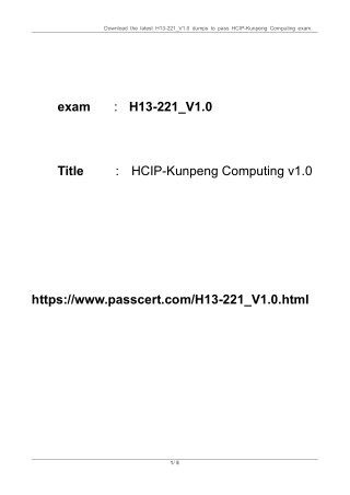 H13-221_V1.0 HCIP-Kunpeng Computing V1.0 Exam Dumps