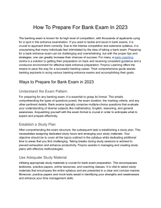 How To Prepare For Bank Exam In 2023