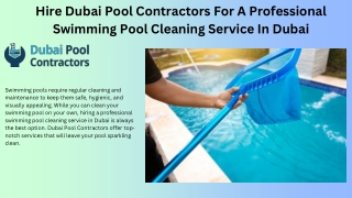 Hire Dubai Pool Contractors For A Professional Swimming Pool Cleaning Service In Dubai