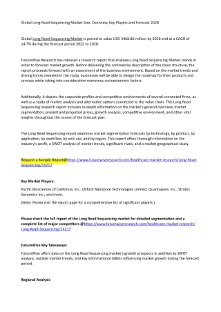 Global Long Read Sequencing Market Size, Overview, Key Players and Forecast 2028