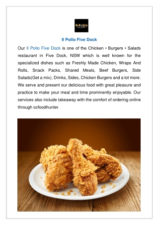Up to 10% off Il Pollo Five Dock Restaurant Menu- Order now!!