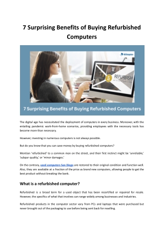 7 Surprising Benefits of Buying Refurbished Computers