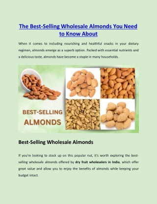 The Best-Selling Wholesale Almonds You Need to Know About