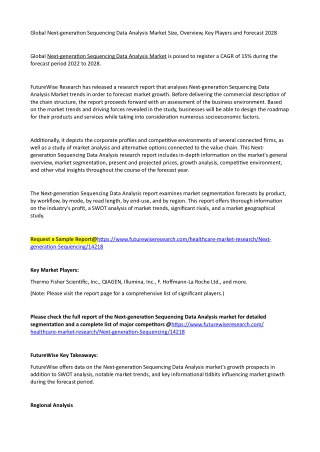 Global Next-generation Sequencing Data Analysis Market Size, Overview, Key Players and Forecast 2028