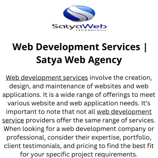 Web Development Services  Satya Web Agency