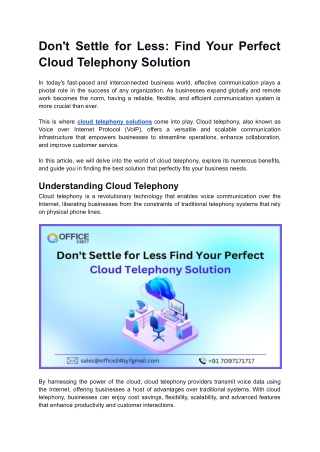 Don't Settle for Less_ Find Your Perfect Cloud Telephony Solution