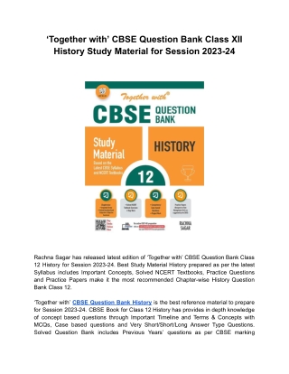 Buy Now the best CBSE Question Bank for Class 12 History for Session 2023-24