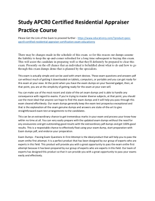 APCR0 Certified Residential Appraiser