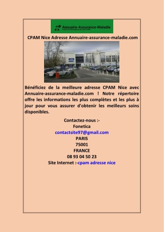 CPAM Nice Adresse Annuaire-assurance maladie com