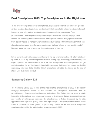 Best Smartphone 2023_ Top Smartphones to Get Right Now