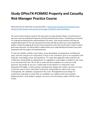 OPInsTX-PCRM92 Property and Casualty Risk Manager