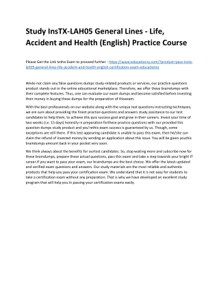 InsTX-LAH05 General Lines - Life, Accident and Health (English)