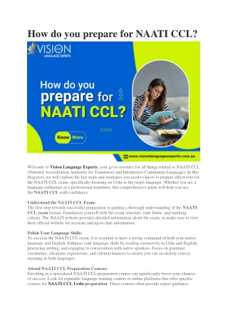 How do you prepare for NAATI CCL?