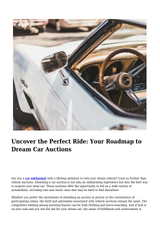 Uncover the Perfect Ride- Your Roadmap to Dream Car Auctions