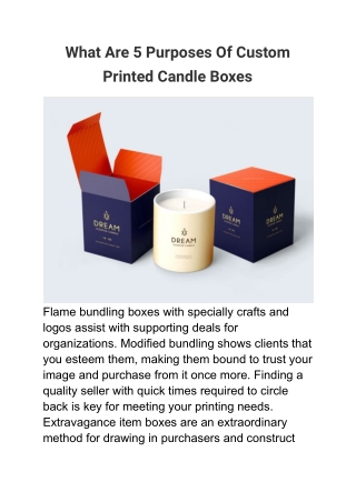 What Are 5 Purposes Of Custom Printed Candle Boxes